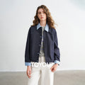 Jaqueta Feminina Efeito Jeans Patchwork Duas Peças