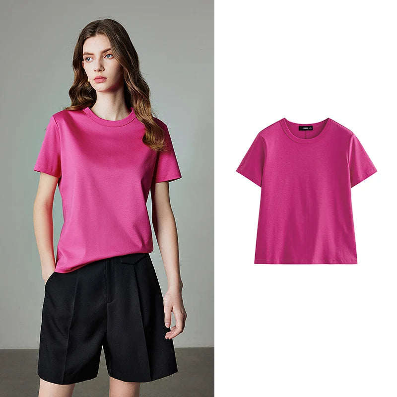 Camiseta Feminina 100% Algodão Manga Curta Lisa