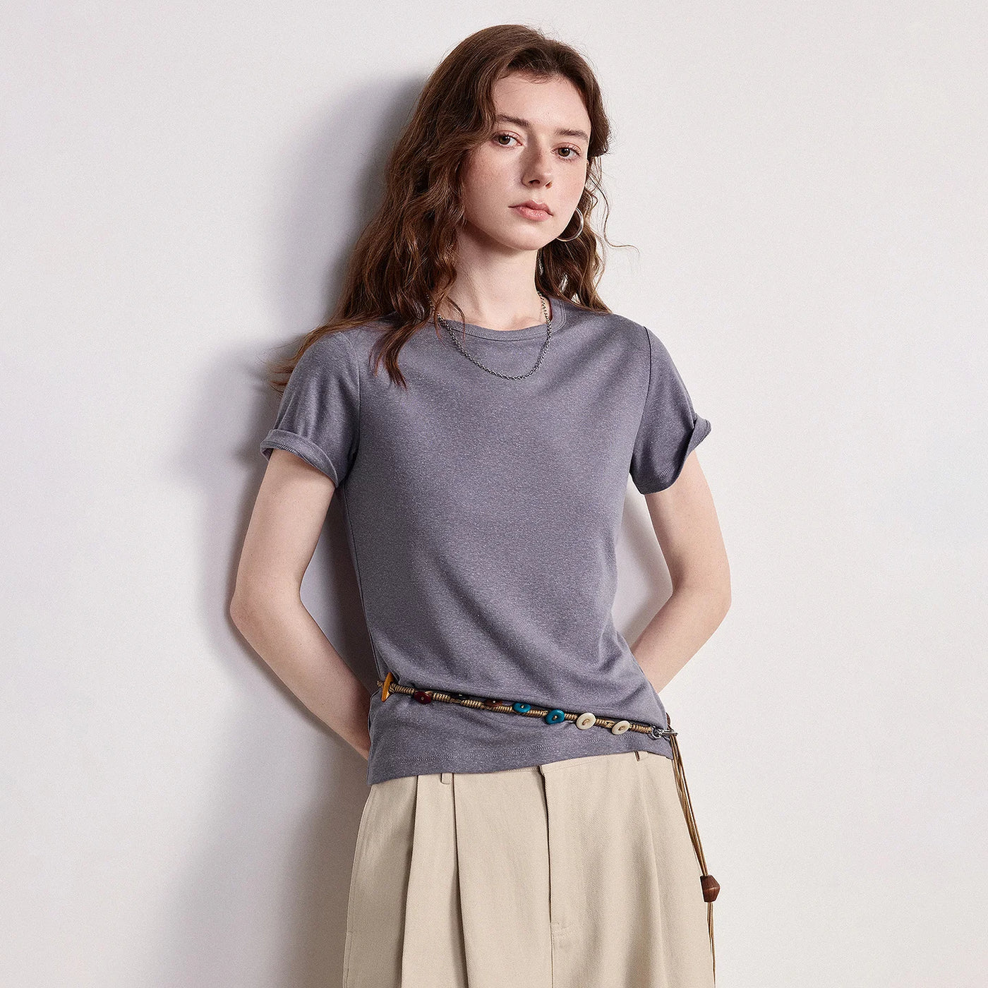 Camiseta Feminina de Liocel e Linho Slim