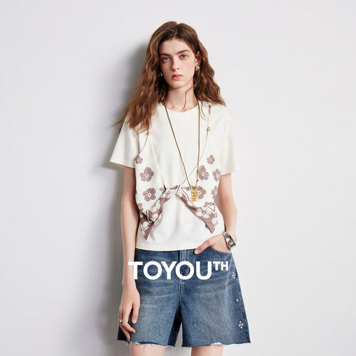 Blusa Feminina Efeito Duas Peças com Lenço