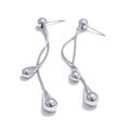Yhpup Exquisite Stainless Steel Handmade Polished Chain Chest Necklace Water Drop Dangle Fashion Earrings Women Charm Jewelry YH5048A P-Earrings