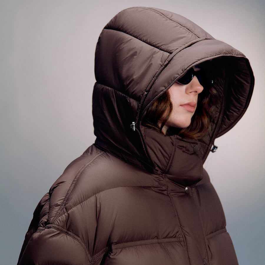 Jaqueta Puffer Feminina 90% Plumas com Capuz Ultralight