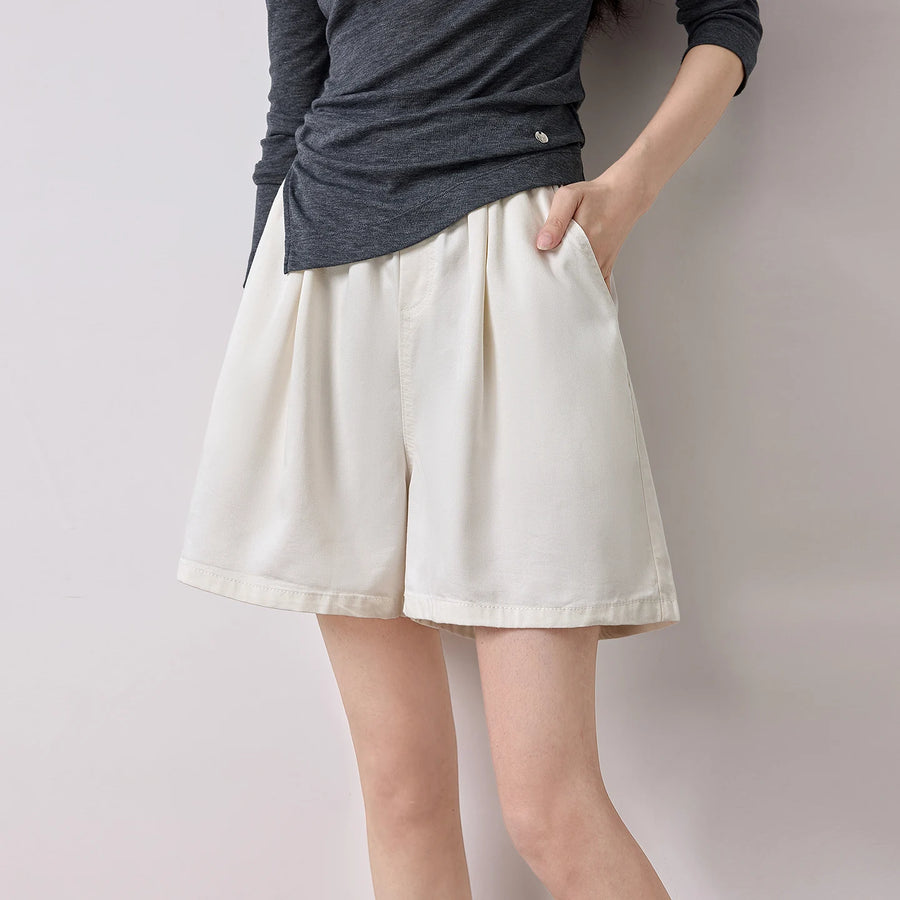 Shorts Wide Leg Feminino de Liocel com Cós Elástico