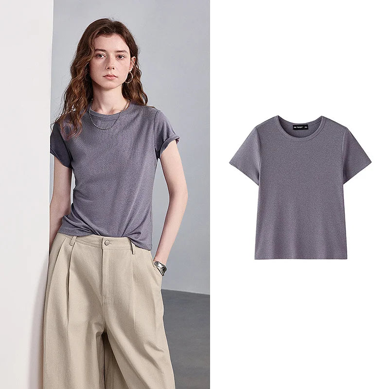 Camiseta Feminina de Liocel e Linho Slim
