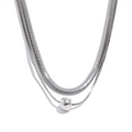 Colar Feminino de Camadas Gota em Aço Inoxidável 10 YH828A Platinum