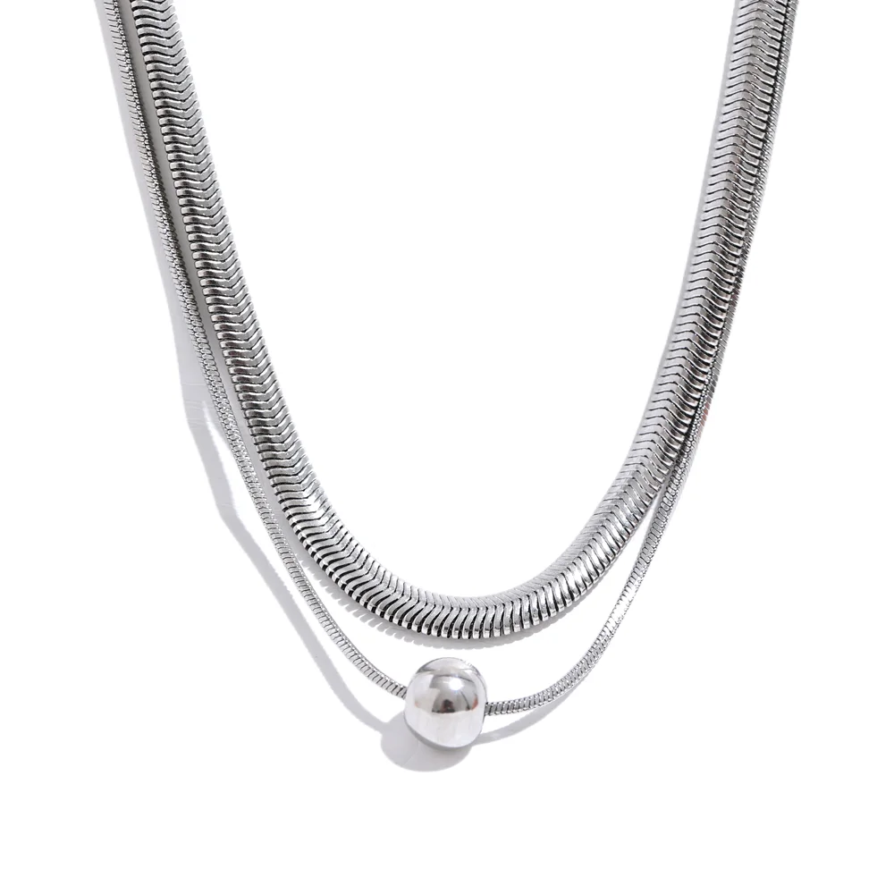 Colar Feminino de Camadas Gota em Aço Inoxidável 10 YH828A Platinum
