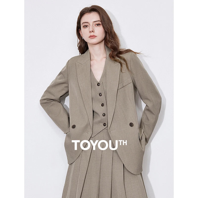 Blazer Feminino Acinturado com Gola Alfaiataria