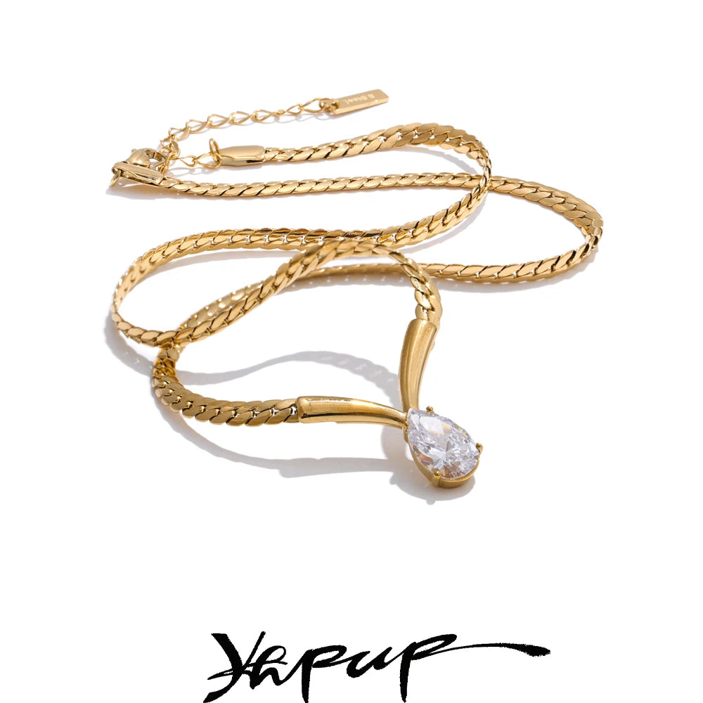 Colar Feminino Gota com Zircônia em Aço Inoxidável 10