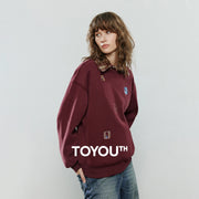 TOYOUTH Women Warm Hoodies Sweatshirt 2025 Winter New Cotton Cartoon Embroidery Age-Reducing Tops