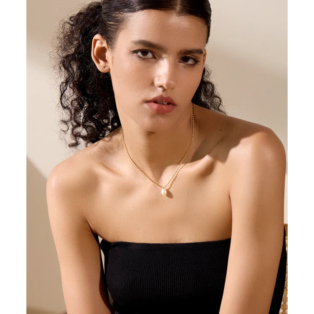 Colar Feminino Gota com Pérola em Aço Inoxidável 7