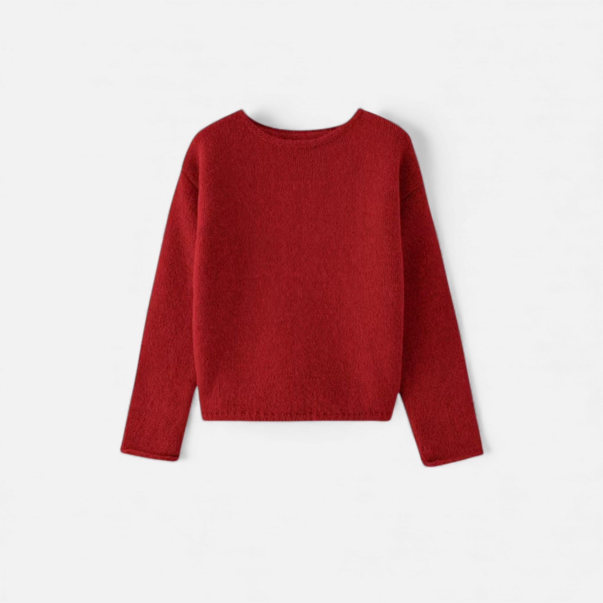Suéter Feminino Tricotado de Inverno Off-Shoulder Bordô