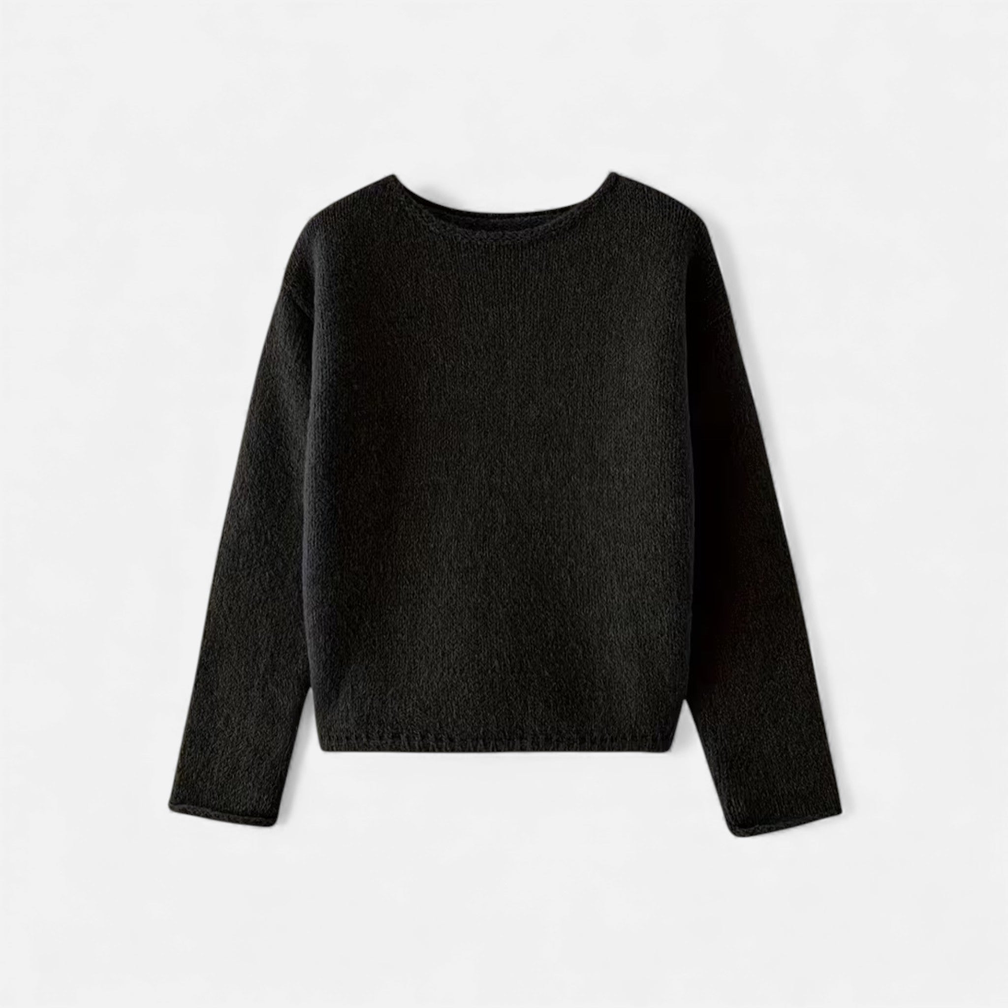 Suéter Feminino Tricotado de Inverno Off-Shoulder Preto