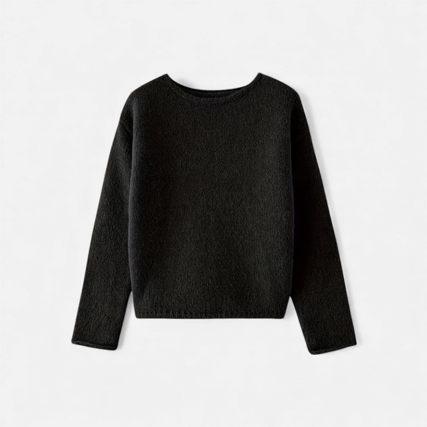 Suéter Feminino Tricotado de Inverno Off-Shoulder Preto