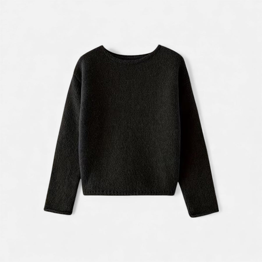Suéter Feminino Tricotado de Inverno Off-Shoulder Preto
