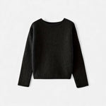 Suéter Feminino Tricotado de Inverno Off-Shoulder Preto