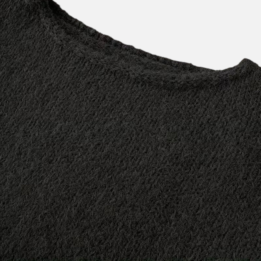 Suéter Feminino Tricotado de Inverno Off-Shoulder