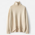 Suéter Feminino de Cashmere com Gola Alta - Elegância e Conforto Bege