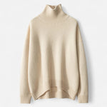 Suéter Feminino de Cashmere com Gola Alta - Elegância e Conforto Bege