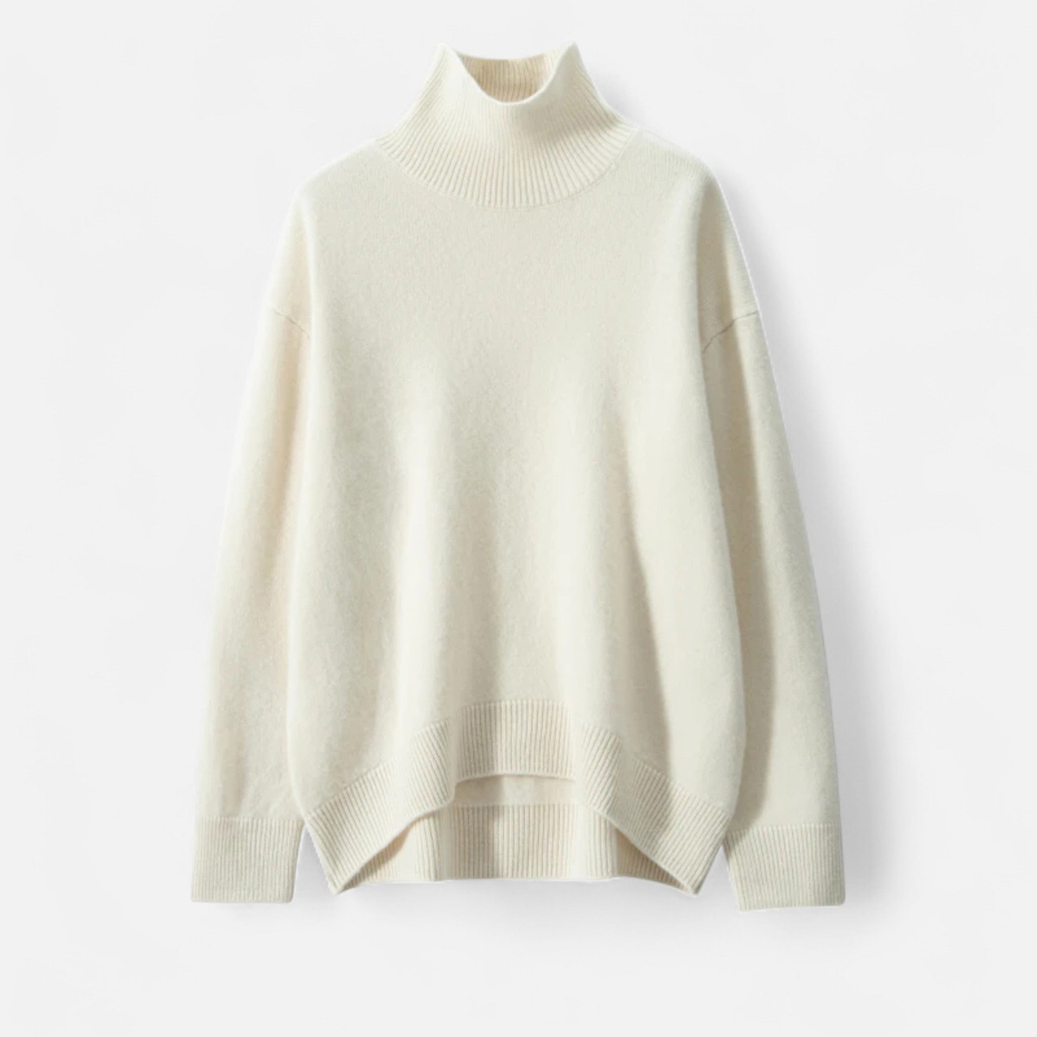 Suéter Feminino de Cashmere com Gola Alta - Elegância e Conforto Branco