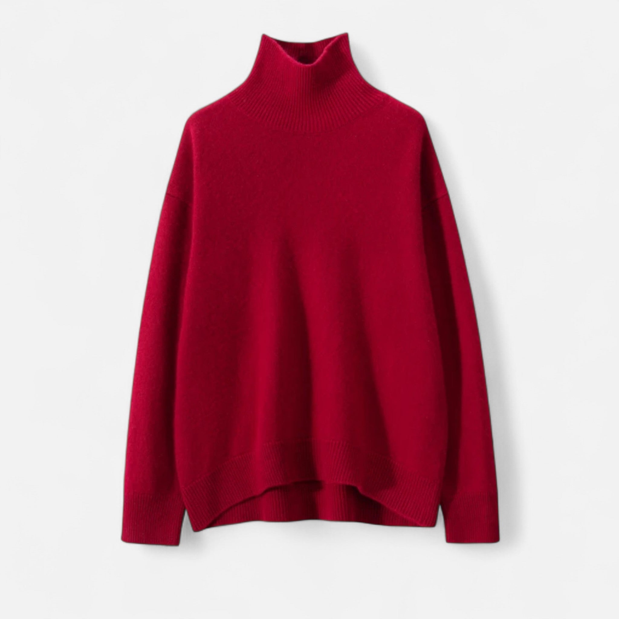Suéter Feminino de Cashmere com Gola Alta - Elegância e Conforto Vermelho