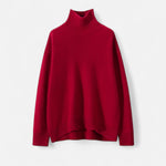 Suéter Feminino de Cashmere com Gola Alta - Elegância e Conforto Vermelho