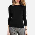 Suéter Feminino de Lã Merino com Gola Redonda Preto
