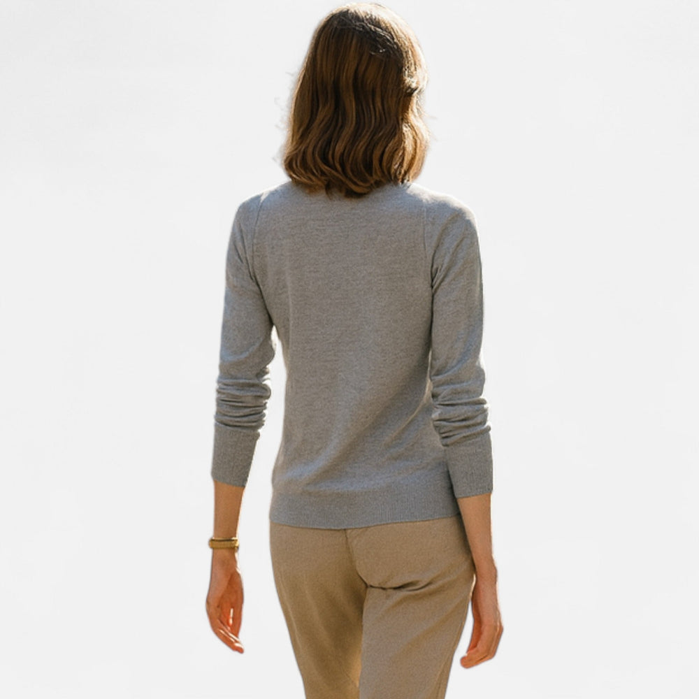 Suéter Feminino de Lã Merino com Gola Redonda