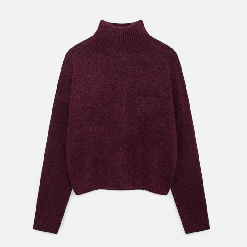 Suéter Vintage Feminino de Gola Alta – Clássico Calor de Inverno Borgonha