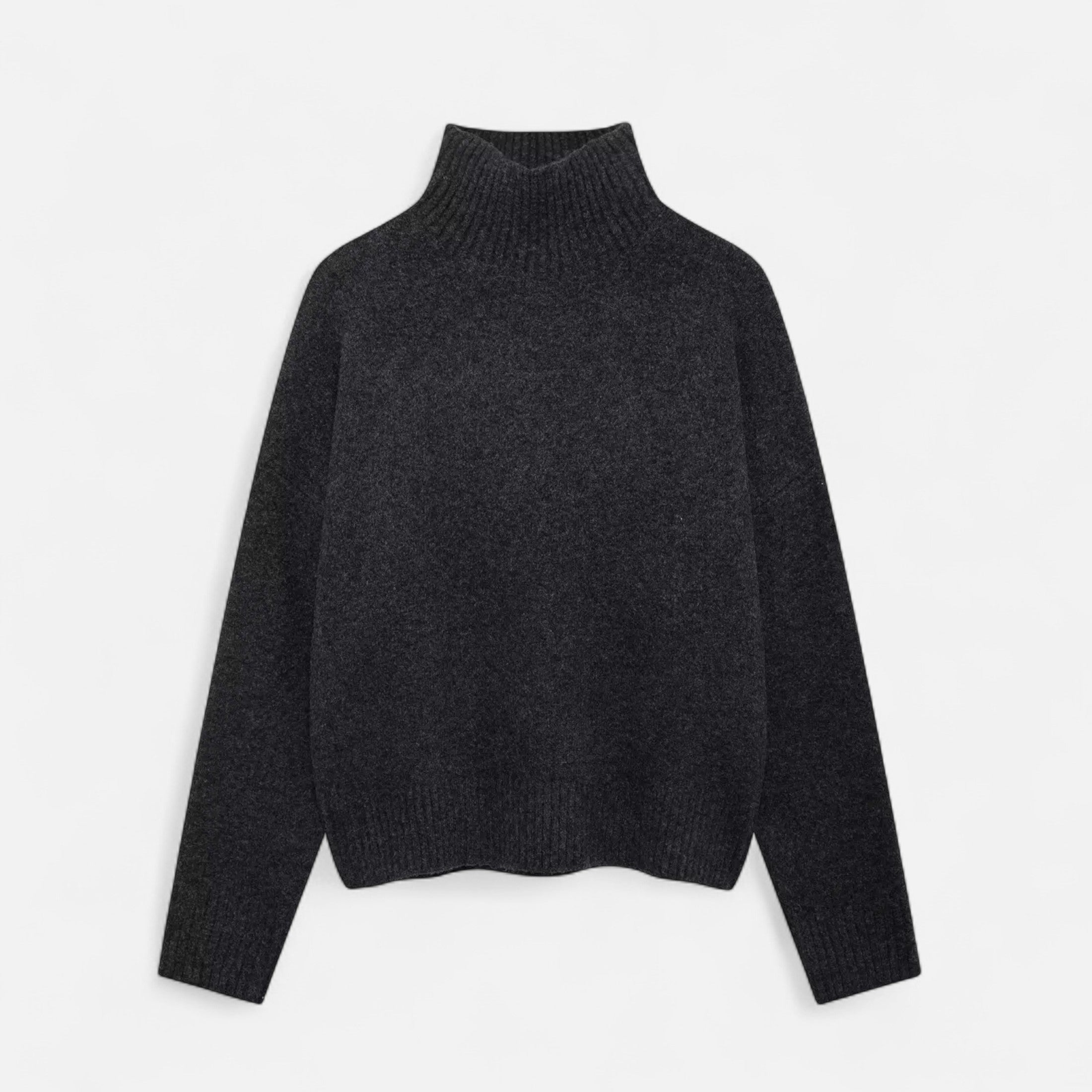 Suéter Vintage Feminino de Gola Alta – Clássico Calor de Inverno Preto