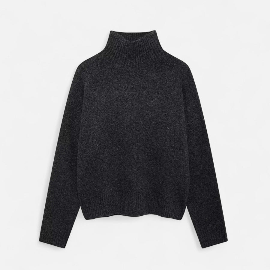 Suéter Vintage Feminino de Gola Alta – Clássico Calor de Inverno Preto