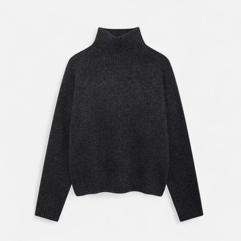 Suéter Vintage Feminino de Gola Alta – Clássico Calor de Inverno Preto