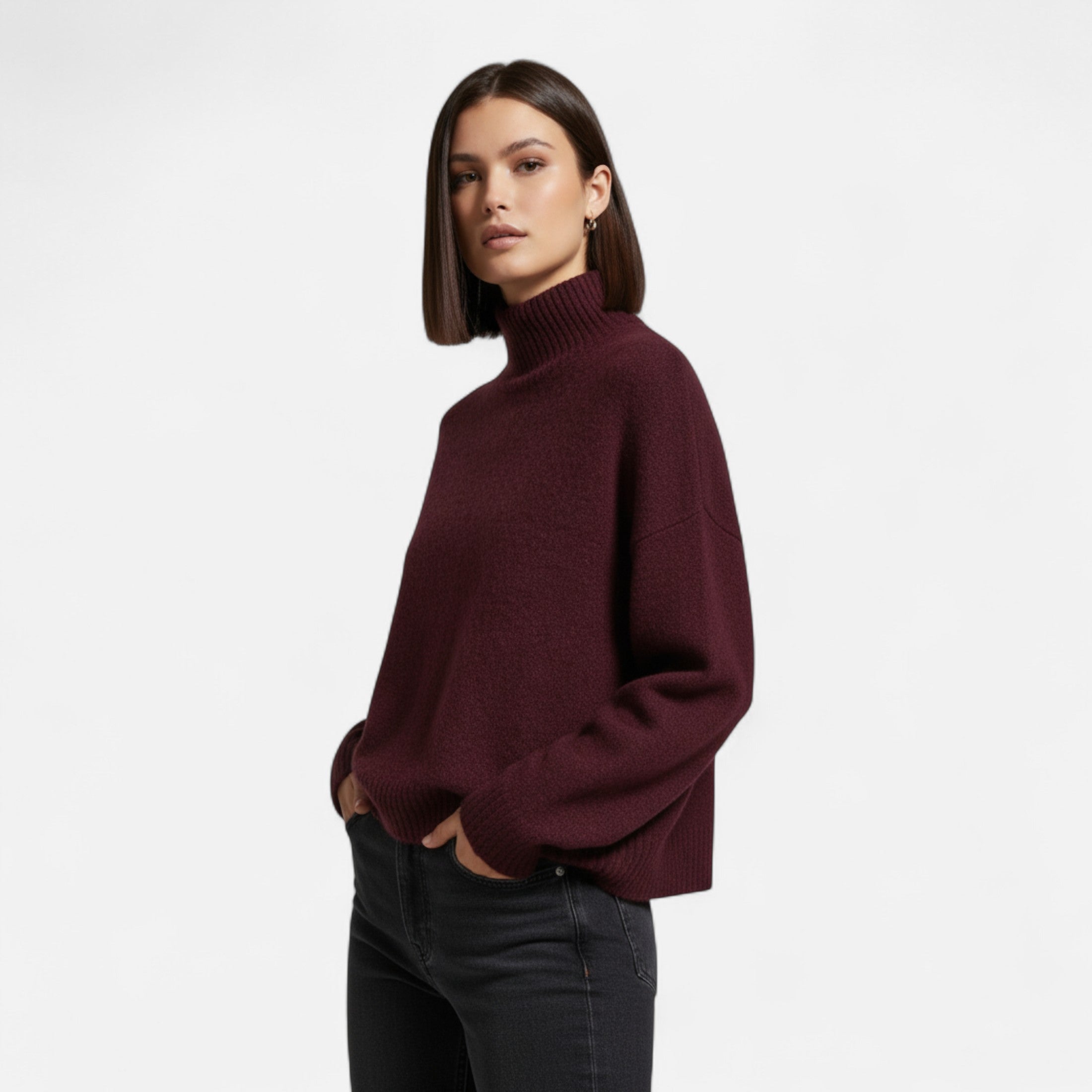 Suéter Vintage Feminino de Gola Alta – Clássico Calor de Inverno