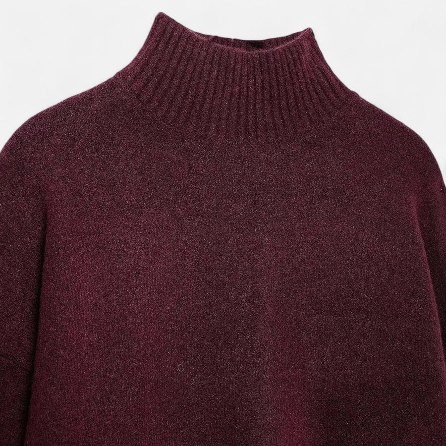 Suéter Vintage Feminino de Gola Alta – Clássico Calor de Inverno