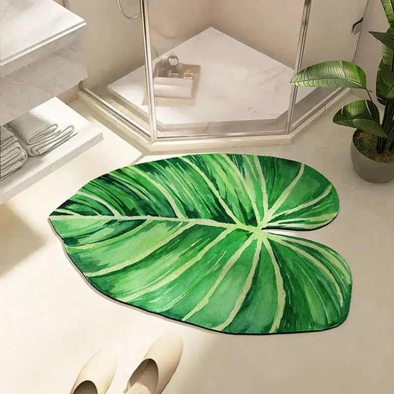 Tapete Antiderrapante e Absorvente com Design em Forma de Folha Estilo 2