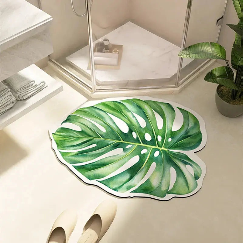 Tapete Antiderrapante e Absorvente com Design em Forma de Folha Estilo 3