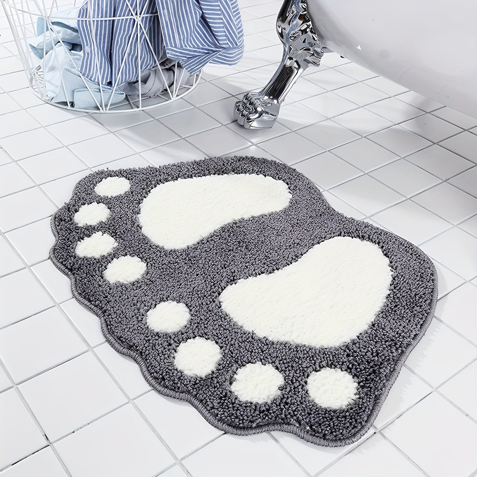 Tapete Antiderrapante em Forma de Pé – Conforto e Segurança para o Banheiro