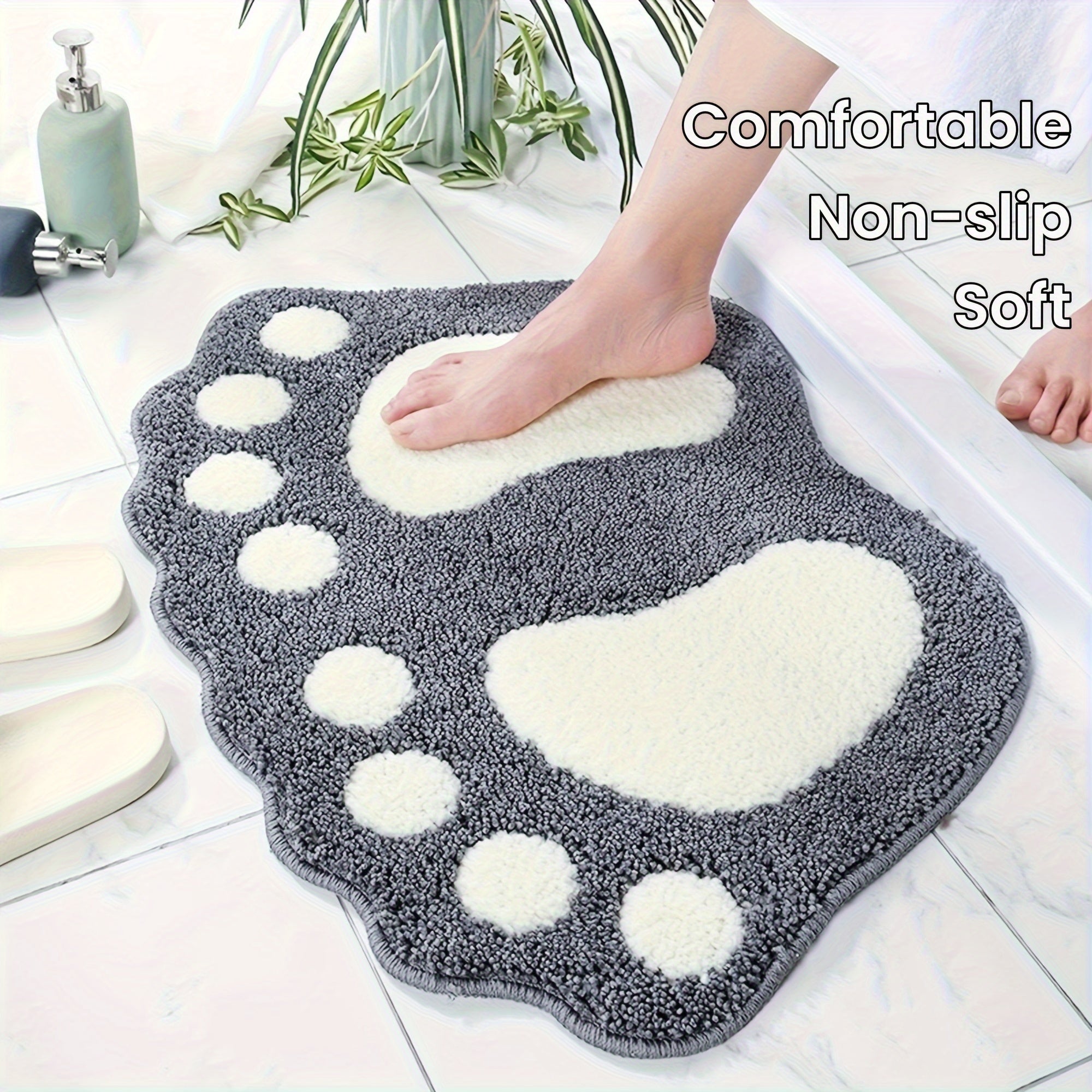 Tapete Antiderrapante em Forma de Pé – Conforto e Segurança para o Banheiro