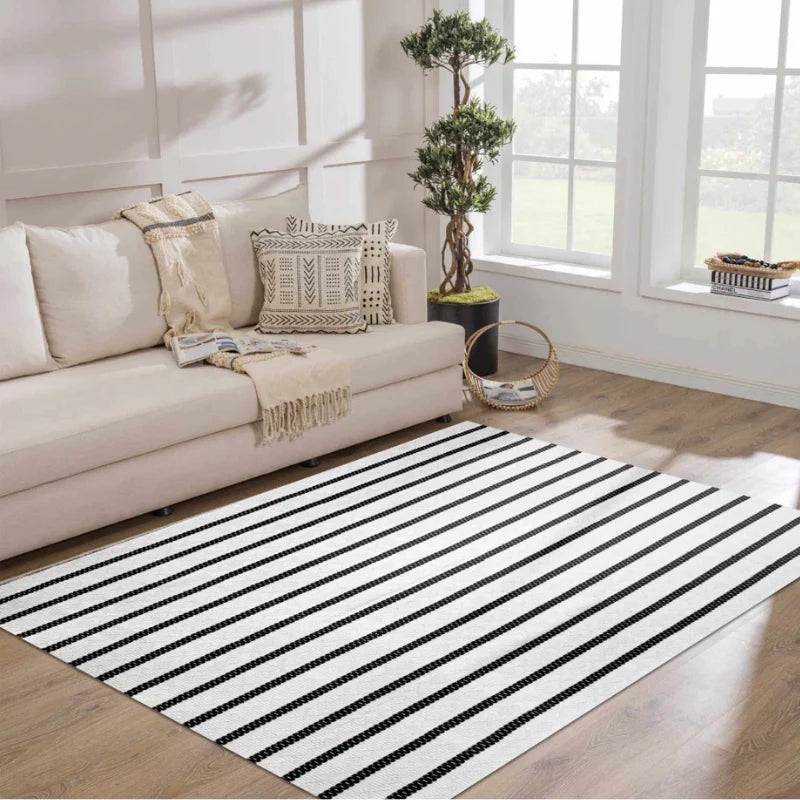 Tapete Listrado para Sala em Algodão 150x200cm
