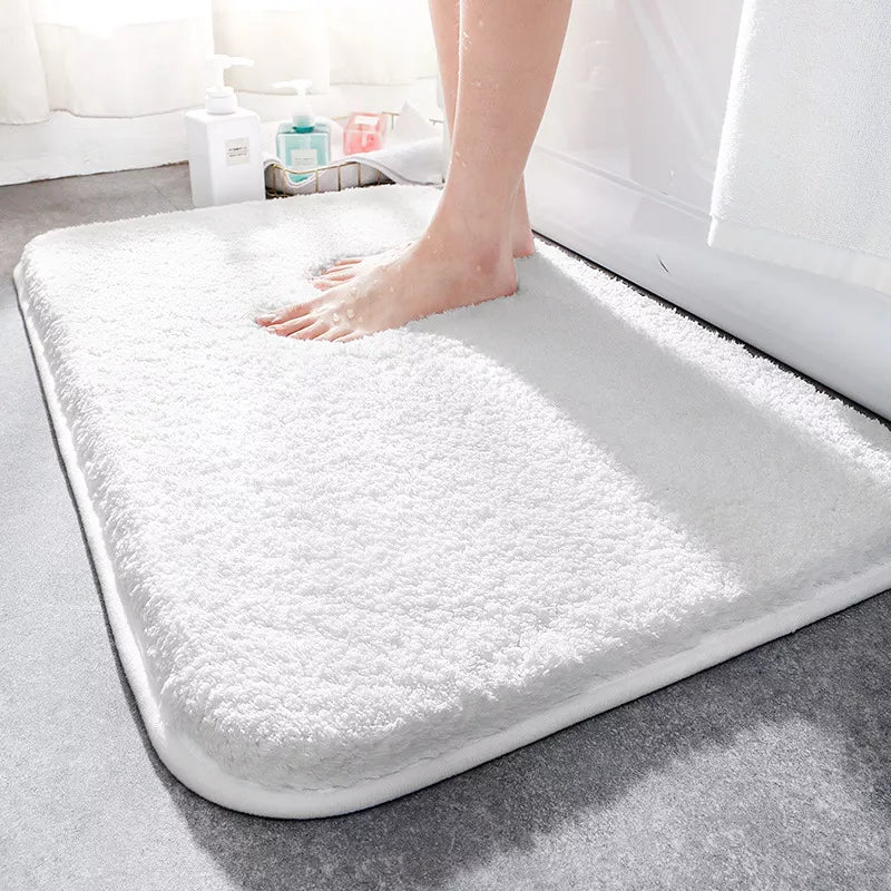 Tapete de Banheiro Luxe Cloud Comfort – Tapete Antiderrapante Extra Macio para uma Experiência de Spa Branco