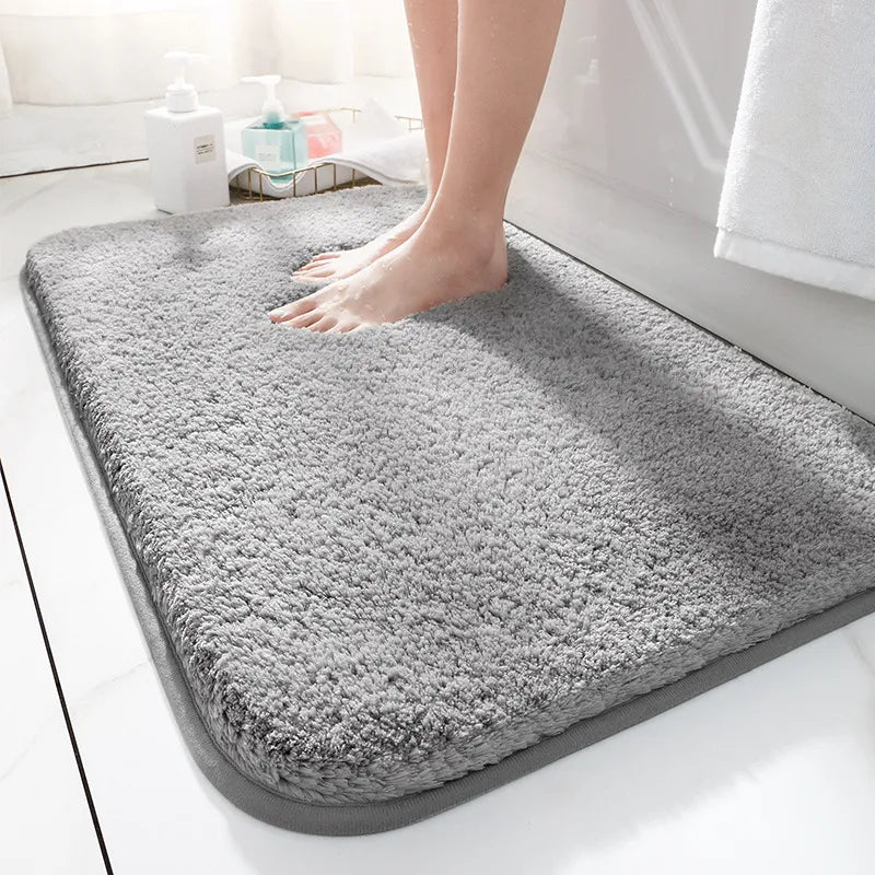 Tapete de Banheiro Luxe Cloud Comfort – Tapete Antiderrapante Extra Macio para uma Experiência de Spa Cinza