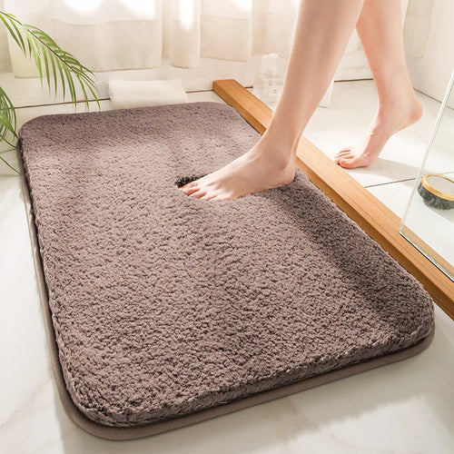 Tapete de Banheiro Luxe Cloud Comfort – Tapete Antiderrapante Extra Macio para uma Experiência de Spa Marrom