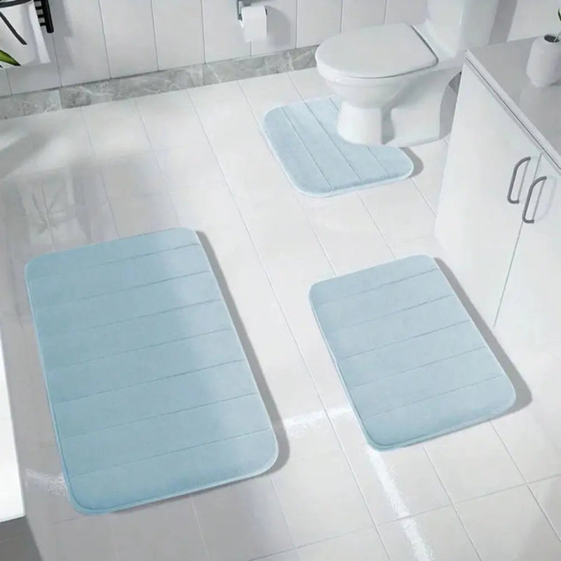 Tapete de Banho Antiderrapante em Espuma de Memória Luxuosa Azul Céu