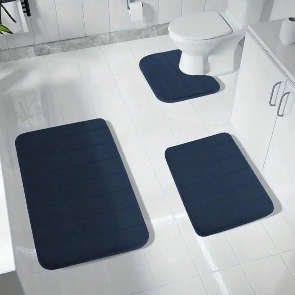 Tapete de Banho Antiderrapante em Espuma de Memória Luxuosa Azul Marinho