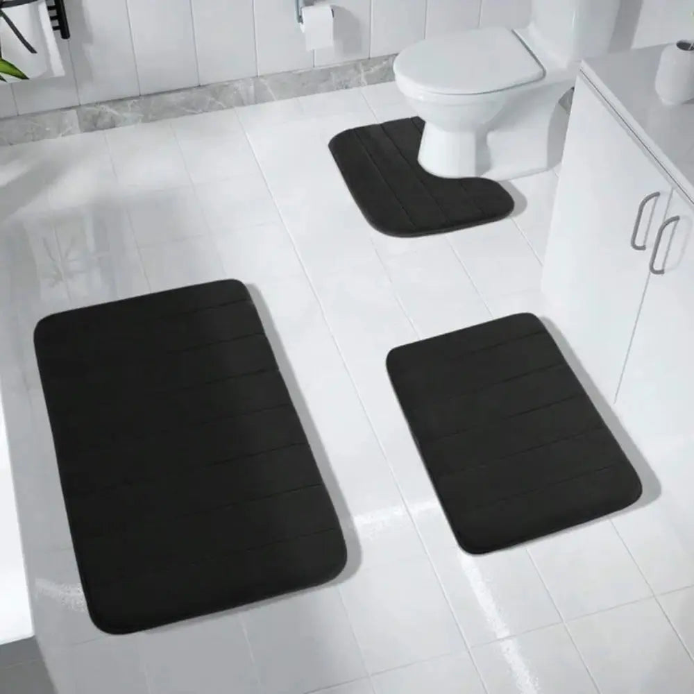 Tapete de Banho Antiderrapante em Espuma de Memória Luxuosa Preto