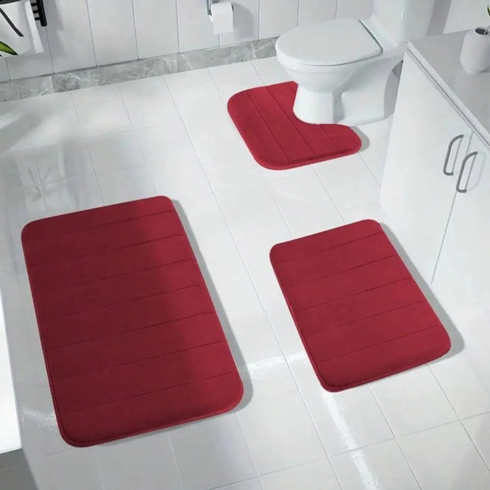 Tapete de Banho Antiderrapante em Espuma de Memória Luxuosa Vermelho