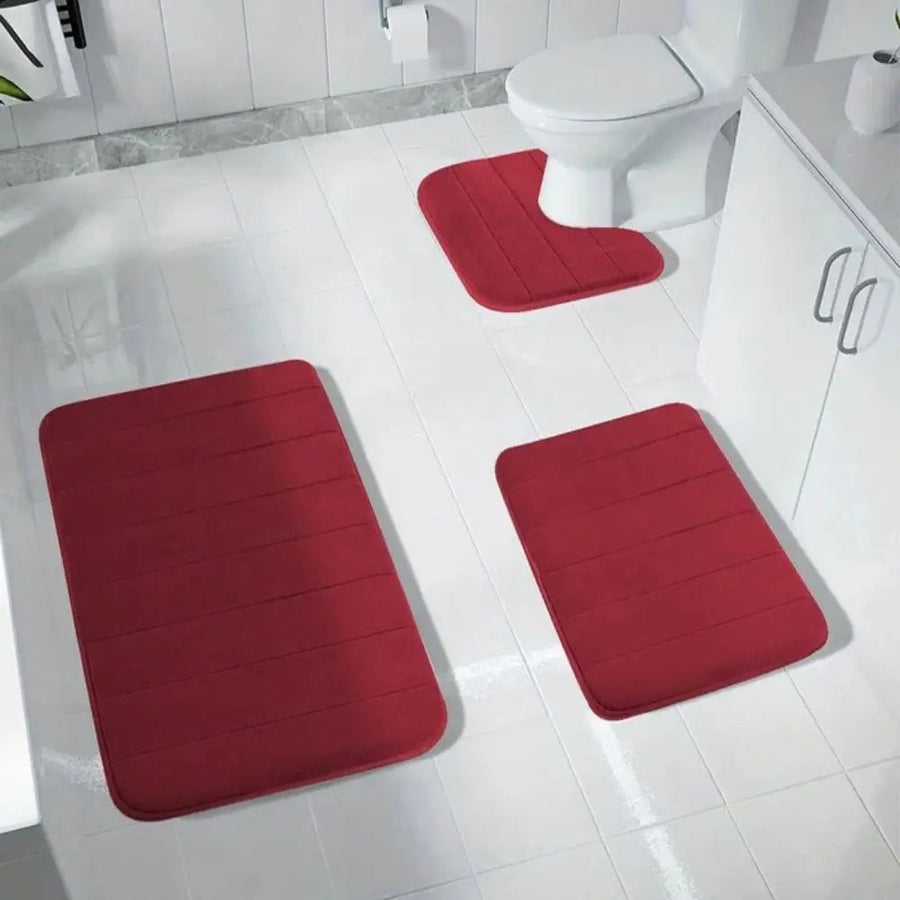 Tapete de Banho Antiderrapante em Espuma de Memória Luxuosa Vermelho
