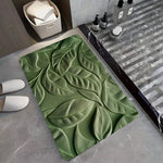 Tapete de Banho em Terra Diatomácea com Estampa de Folhas Verdes – Super Absorvente e de Secagem Rápida