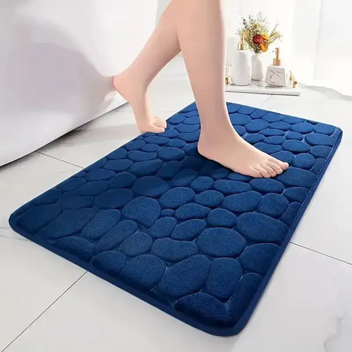 Tapete para banheiro antiderrapante absorvente e macio 60x40cm Azul escuro
