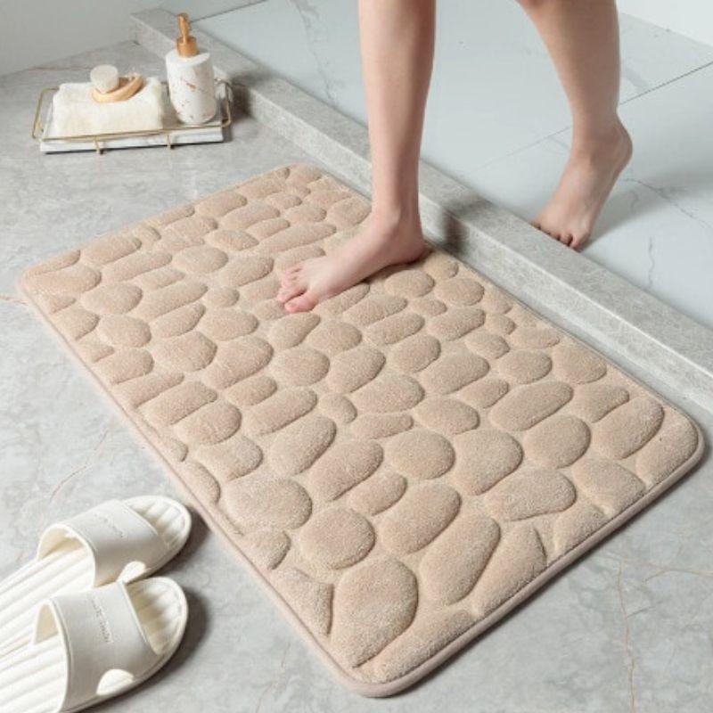 Tapete para banheiro antiderrapante absorvente e macio 60x40cm Bege