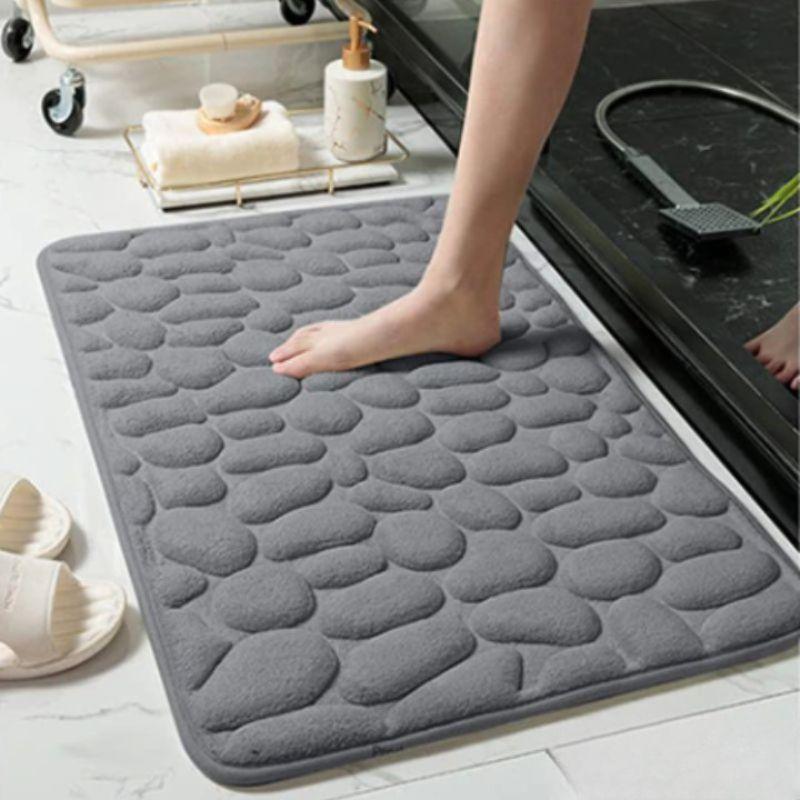 Tapete para banheiro antiderrapante absorvente e macio 60x40cm Cinza